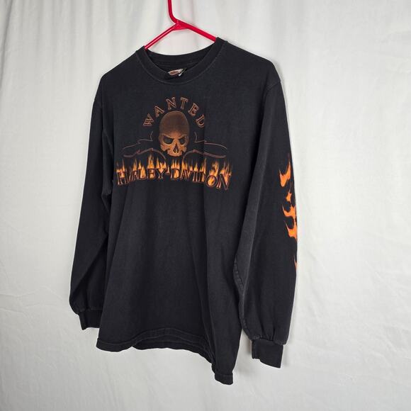 VTG Harley Davidson Detroit Pistons Wanted Tee Men's M Black Graphic Skull Flame - Picture 7 of 16
